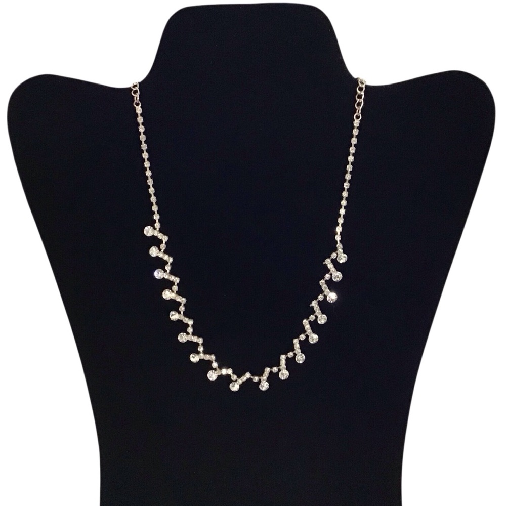 Diamond Necklace Silver Tone Wedding Fashion Costume Jewelry